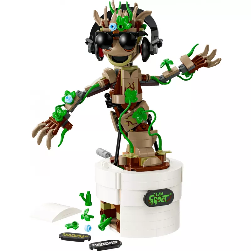 LEGO Marvel Dancing Groot baubare animierte Actionfigur – Guardians of the Galaxy Charakter – interaktives handbetriebenes Spielset für Kinder – Superheld
