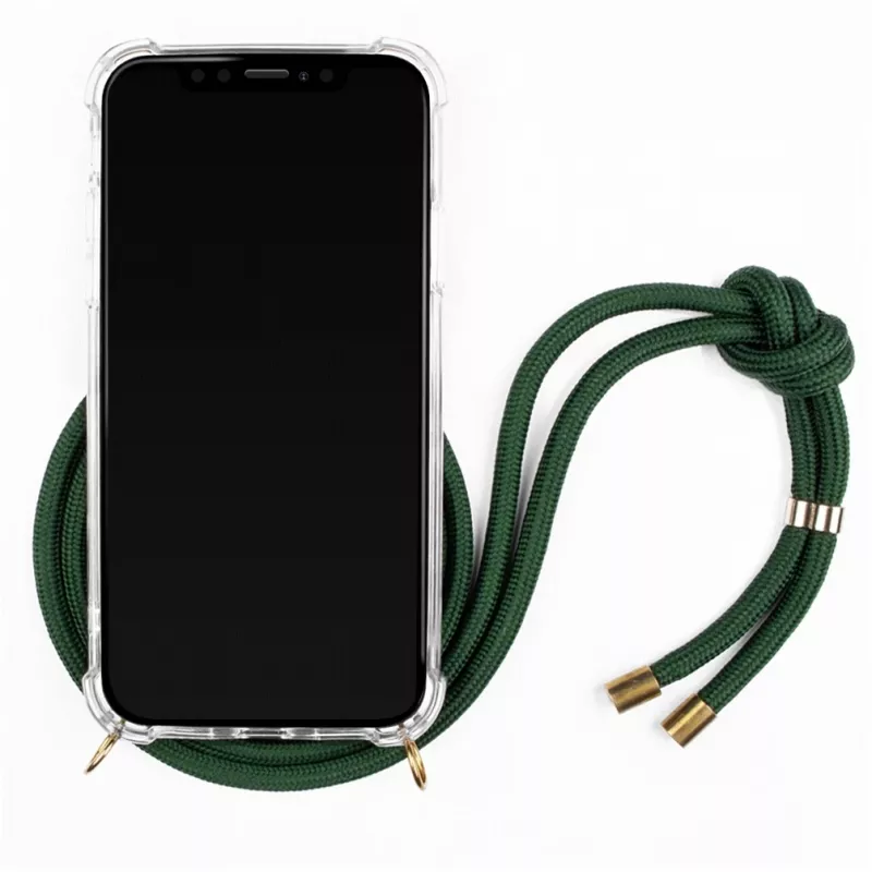 Handyhalskette Lookabe loo014 für iPhone XR – gold-grüne Schutzhülle mit Gurt
