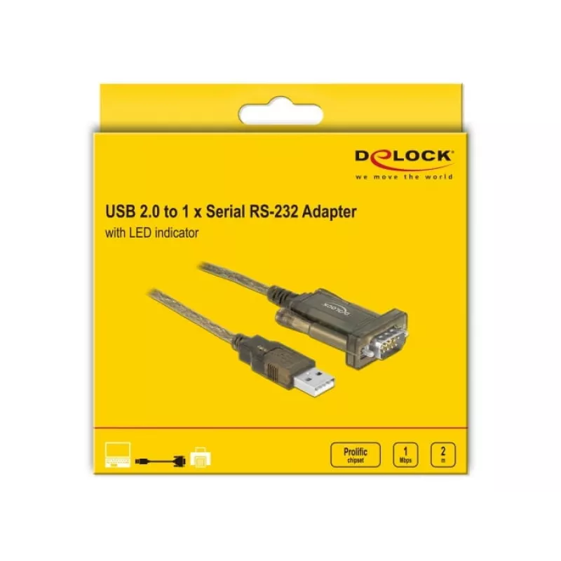 Serielles Kabel DeLOCK 64073 USB Typ-A DB-9 Transparent 2m