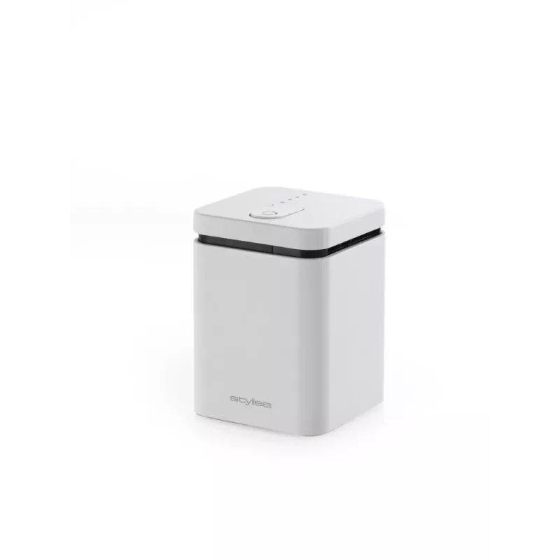 Aroma diffuser Stylies ELARA/WHITE — Verdunstungsdiffusor, für Räume bis 25 m², 2 h Timer, AC/Batterie/USB, 1,3 W, 74×74×100 mm