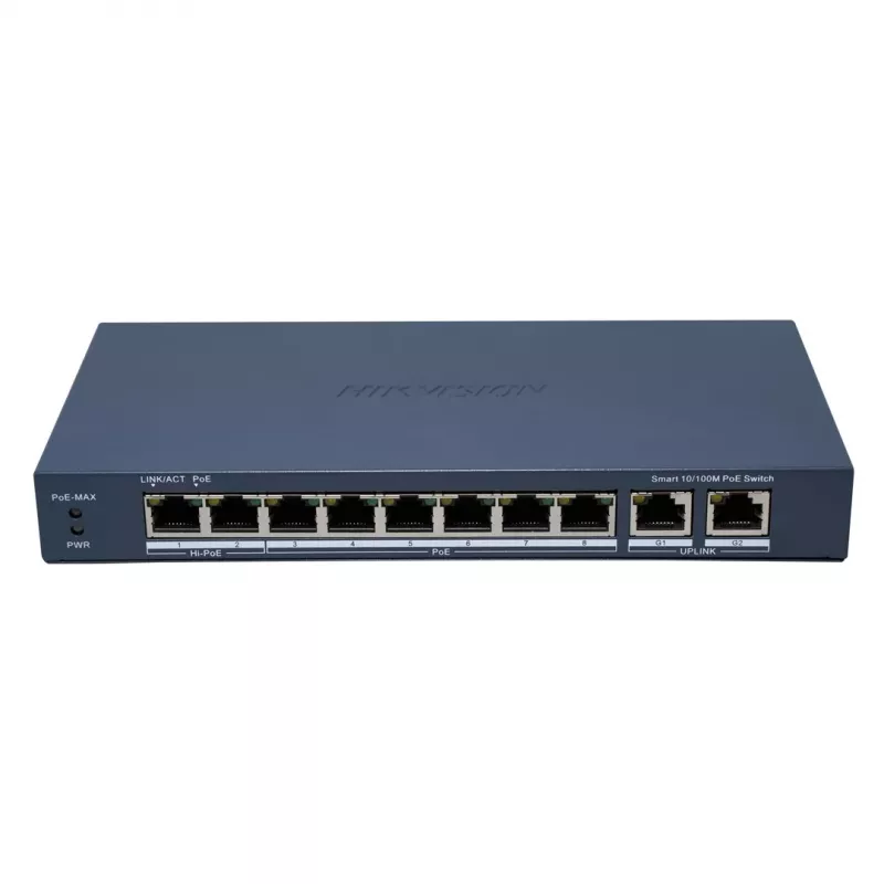 Hikvision DS-3E1310HP-EI(B) Netzwerkswitch Verwaltetes Fast Ethernet (10/100) Power over Ethernet (PoE) Grau