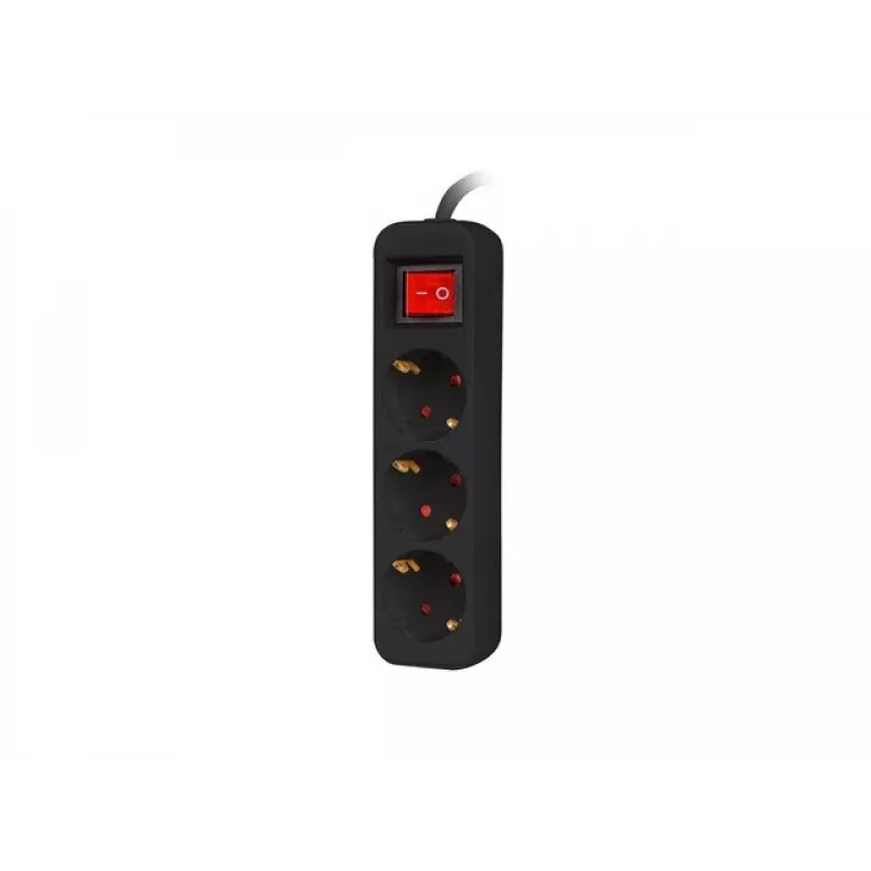 Stromverlängerung Lanberg PS1-03F-0150-BK 1,5 m 3 Schutzkontakt-Steckdosen Innenbereich Schwarz