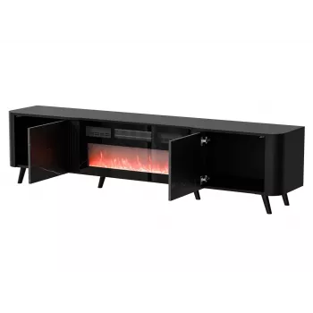 TV-Schrank Cama Meble Volare 200 x 39 x 49 cm, schwarz/san sebastian mit Kamin