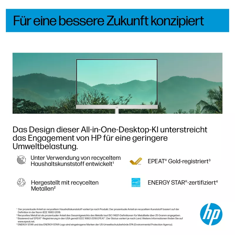 HP AI 27-cr2275ng - All-in-One (Komplettlösung) - Core Ultra 7 255U - RAM 16 GB - SSD 512 GB - NVMe - Intel Graphics - 1GbE, Bluetooth 5.3, Wi-Fi 6 - WLAN: 802.11a/b/g/n/ac/ax