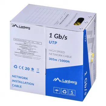 Netzwerkkabel LANBERG LCU6-10CC-0305-Y U/UTP Cat6 305 m Gelb, 23 AWG, 250 MHz
