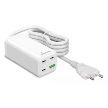 MediaRange MRMA124 mobiles Ladegerät 100W AC, 3x USB-C, 100–240V Eingang, 1,5 m Kabel, Weiß