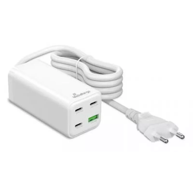 MediaRange MRMA124 mobiles Ladegerät 100W AC, 3x USB-C, 100–240V Eingang, 1,5 m Kabel, Weiß