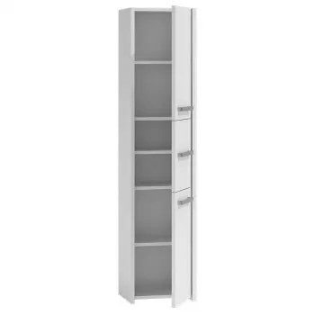 Badezimmer-Standschrank Top e shop S43 BIEL — freistehend, 6 Einlegeböden, 400×300×1700 mm, weiß