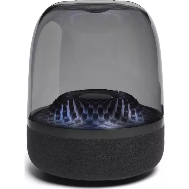 Tragbarer kabelloser Lautsprecher Harman/Kardon Aura Studio 4 — 100 W, 3 Treiber, 45–20000 Hz, Schwarz/Transparent