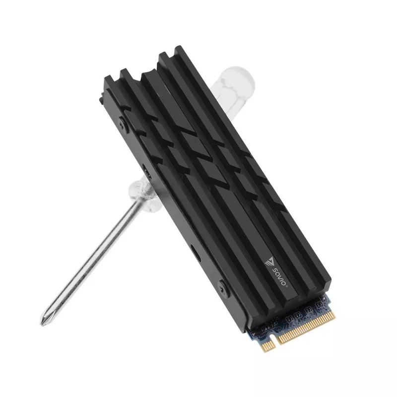 Luftkühler SAVIO M.2 NVMe 2280 AK-60 Schwarz Kühlkörper für 22x80 mm SSD
