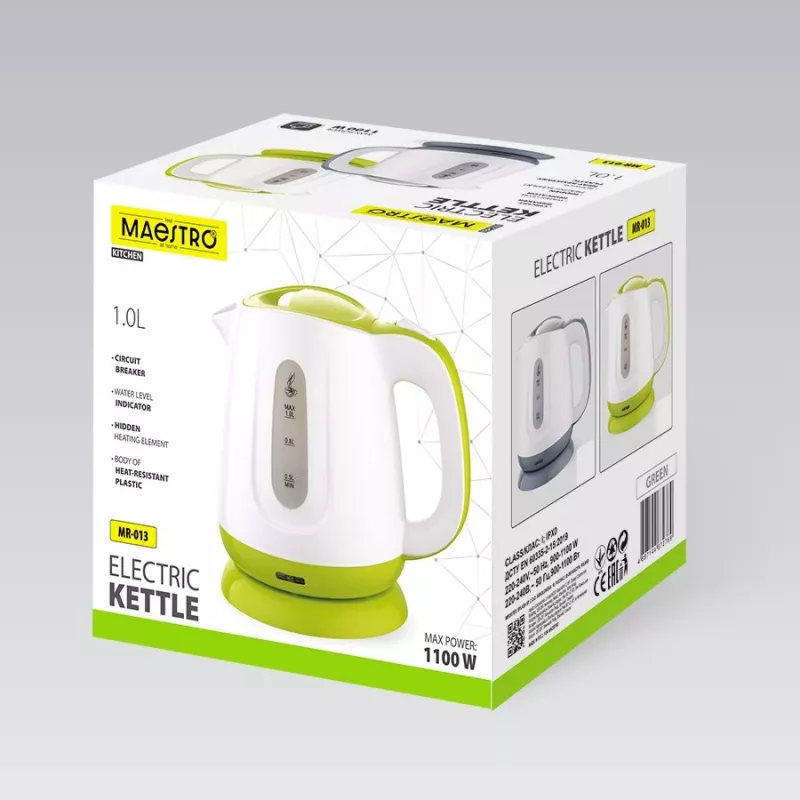 Wasserkocher MAESTRO MR013 1 L 1100 W (MR-013-GREEN) Grün, Weiß