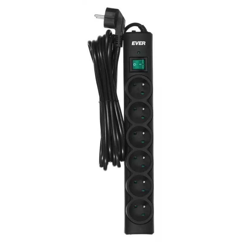 Ever Optima 5m Schwarz 6 AC Steckdosen 250 V