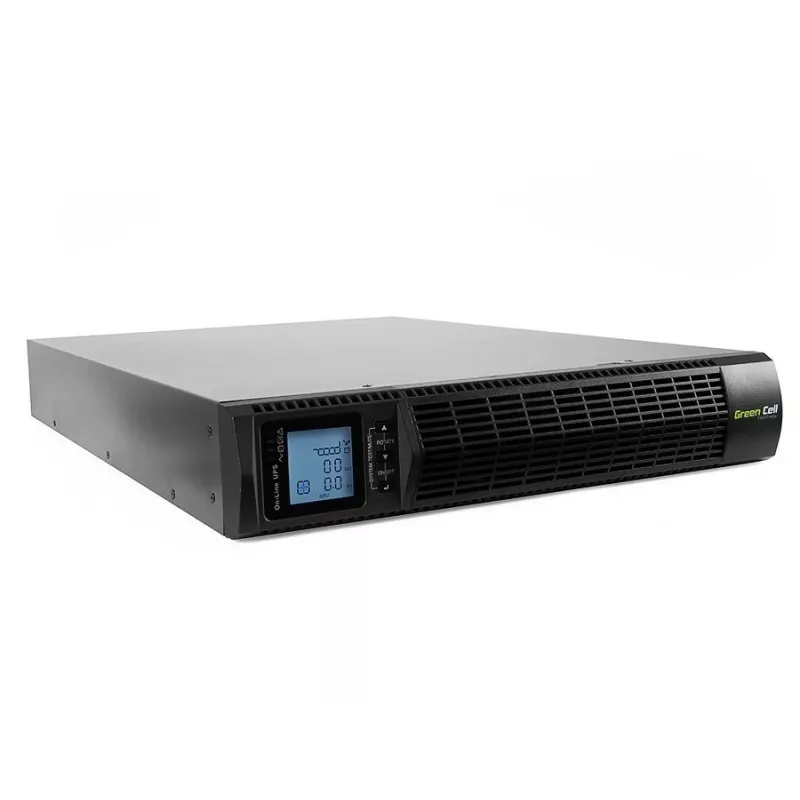 Unterbrechungsfreie Stromversorgung Grün Cell UPS15 — Online-Doppelwandler 3 kVA (2700 W), 6 Netzsteckdosen, reiner Sinus, LCD, Tower, 6×12V/9Ah-Batterien