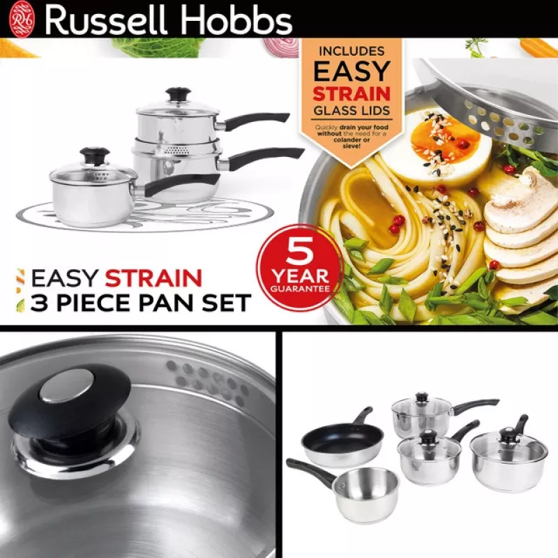 Kochgeschirr-Set Russell Hobbs RH00542EU7 — 3-teilige antihaftbeschichtete Pfannen, spülmaschinengeeignet