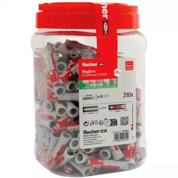 fischer Dübel DUOPOWER 10x50 BigBox Hellgrau/Rot 210 Stück wiederverschließbar (570550)
