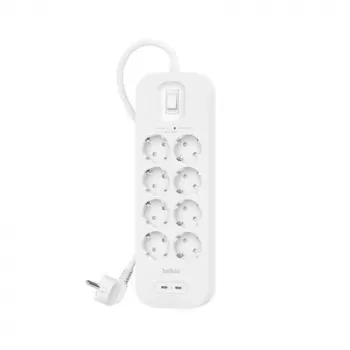 Steckdosenleiste Belkin SRB004VF2M-V2 — 8 Steckdosen, 2 USB-C-Anschlüsse, Überspannungsschutz