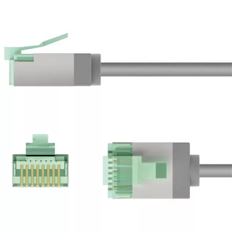 Goobay Ultra-Flexibles CAT 8.1 Patchkabel schlank U/FTP Grau - extra-kurzer Stecker 99,9% (74345)