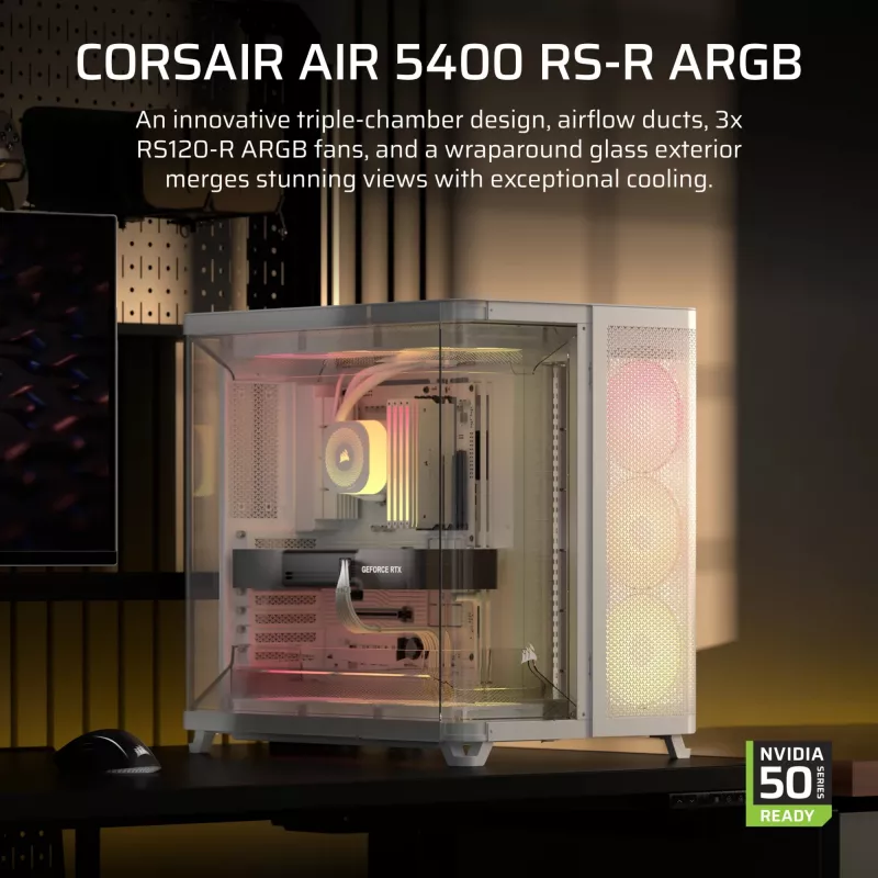 PC-Gehäuse Corsair AIR 5400 RS-R ARGB Midi Tower Weiß