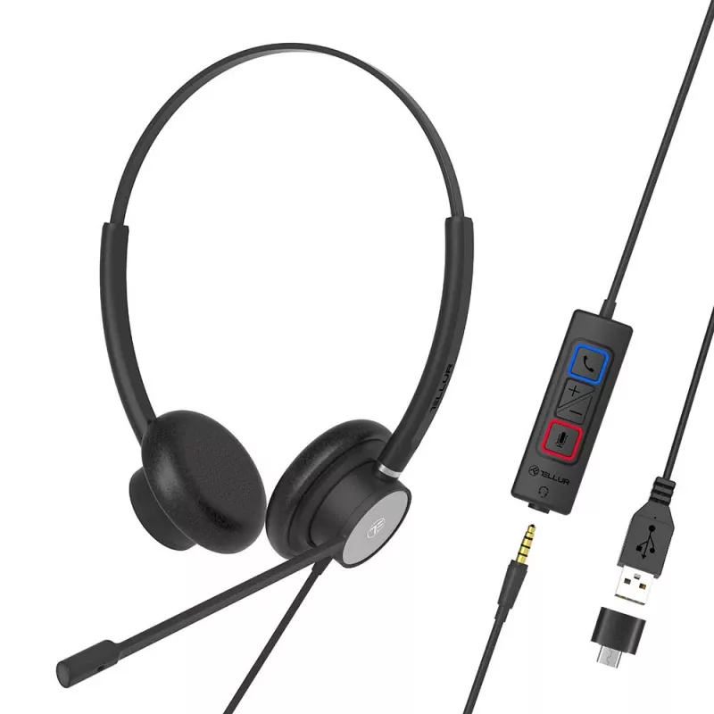 Headset Tellur Voice 420 Kabelgebundenes Headset Binaural Schwarz TLL411006