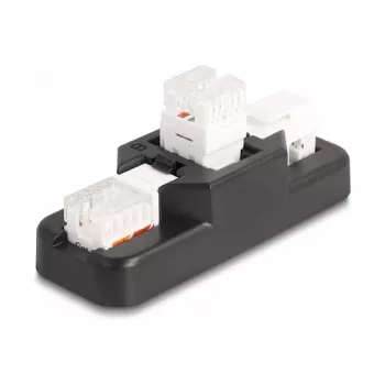 DeLOCK Keystone LSA Set RJ45 RJ11 Cat.6 schwarz Cliphalter