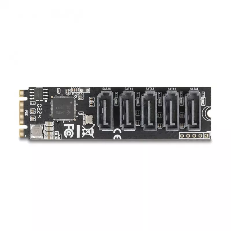 Interner SATA-Adapter DELOCK 64241 M.2 (Key B+M) auf 5x SATA mit JMicron JMB585, LED-Anzeigen, für PC