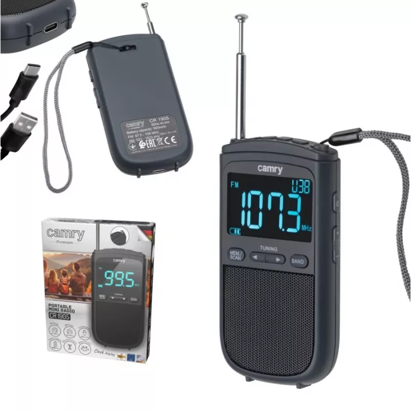 Camry | Tragbares Miniradio | CR 1905 | Weckfunktion | Schwarz