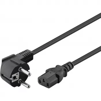 Goobay Kaltgerte-Anschlusskabel C13 > Schutzkontakt-Stecker (schwarz, 1,5 Meter, abgewinkelter Stecker)