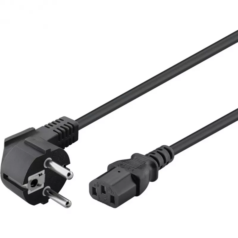 Goobay Kaltgerte-Anschlusskabel C13 > Schutzkontakt-Stecker (schwarz, 1,5 Meter, abgewinkelter Stecker)