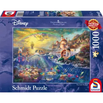 Schmidt Spiele 59479 Thomas Kinkade: Disney Die kleine Meerjungfrau Arielle Puzzle, 1000 Teile, 69,3 x 49,3 cm, Cartoons