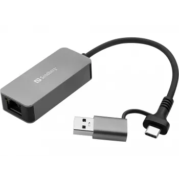 USB-C/A-Adapter SANDBERG 136-68 mit 2,5-GbE-RJ45-Ethernet-Anschluss