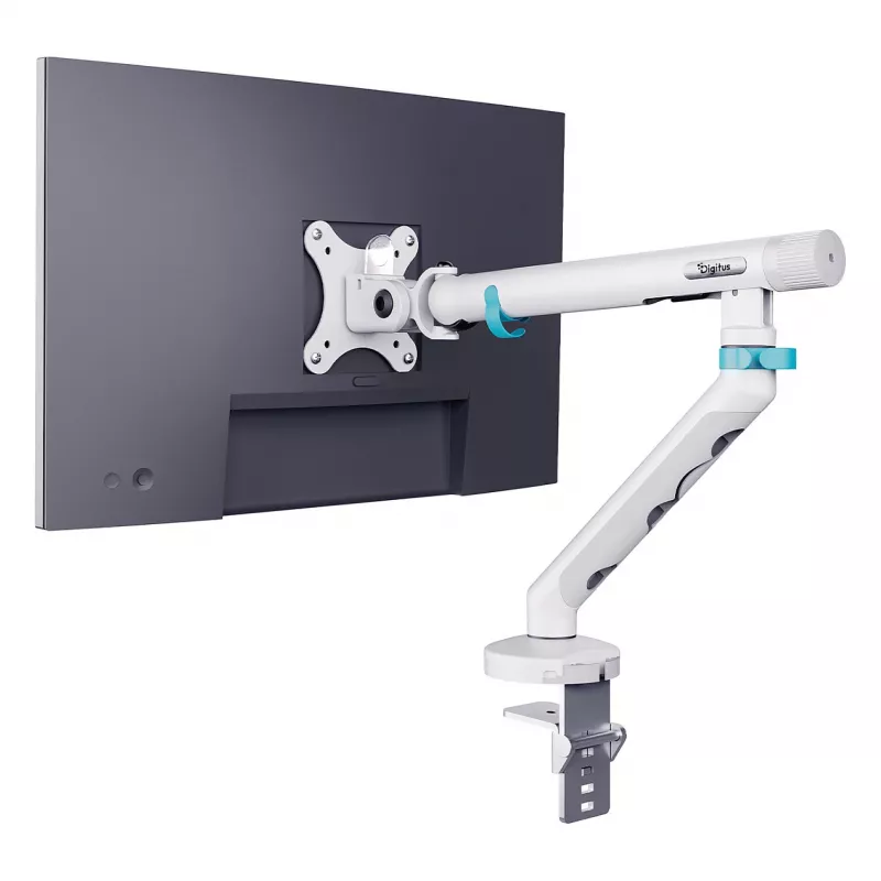 Monitorhalterung DIGITUS Single Design für Bildschirme bis 35 Zoll, Klemme, 10 kg, VESA 75x75–100x100, neigbar -45–90°