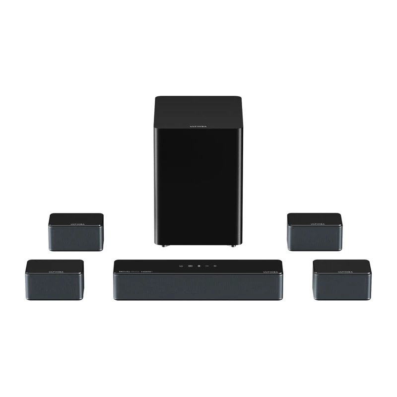 Lautsprecher Ultimea Poseidon D80 Schwarz 7.1-Kanäle, 8 Lautsprecher, kabelgebunden & kabellos, aktiver Subwoofer
