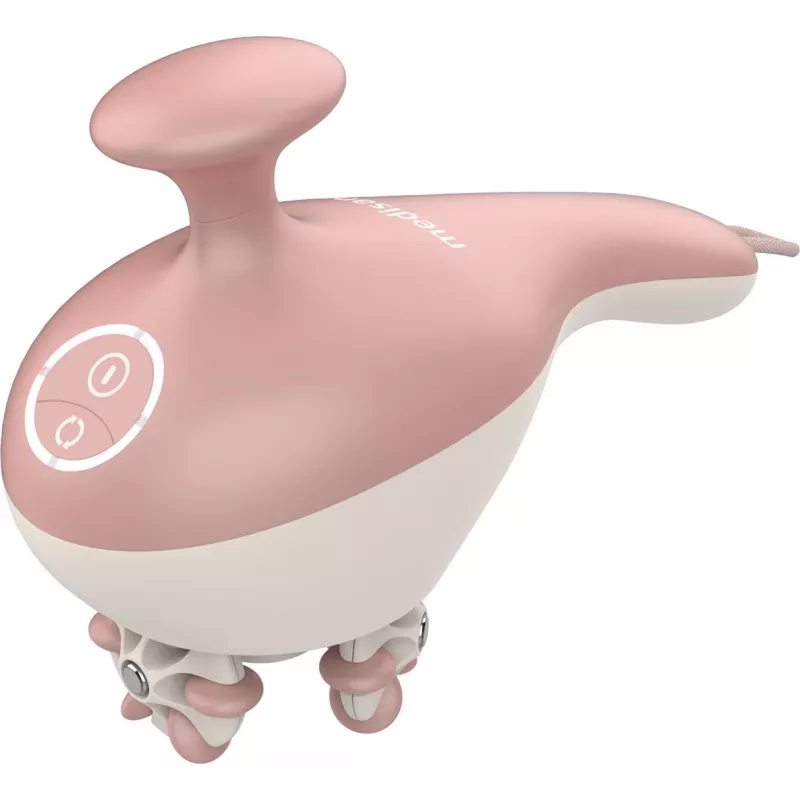 Handrollmassagegerät Medisana AC 950 — kabellos Li‑Ion, 2 Leistungsstufen, ergonomische Griffe, 381 g, roségold/weiß