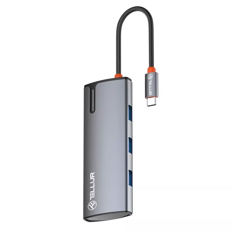 USB-C-Hub Tellur TLL321061 mit PD 3.0 100W, HDMI-Ausgang und 3× USB 3.0-Anschlüssen