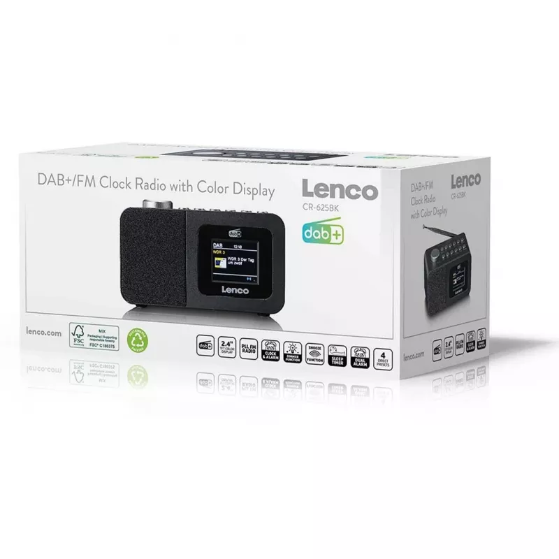 Tischradio Lenco CR-625BK — UKW/MW-Empfänger mit Bluetooth, schwarz