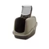 Abgedeckte Katzentoilette Savic Nestor, Kunststoff, 56×39×38,5 cm, Warmgrau–Schokoladenbraun