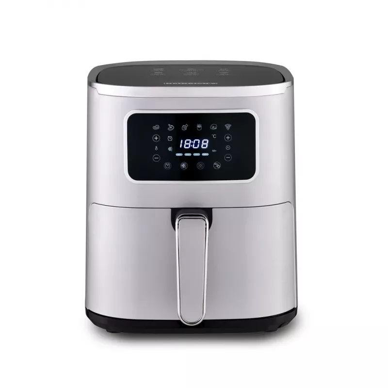 Heißluftfritteuse HEINRICH'S HFR 8216 — 5 L, 1450 W, Touch-Steuerung, LED-Anzeige, Silber, Standgerät