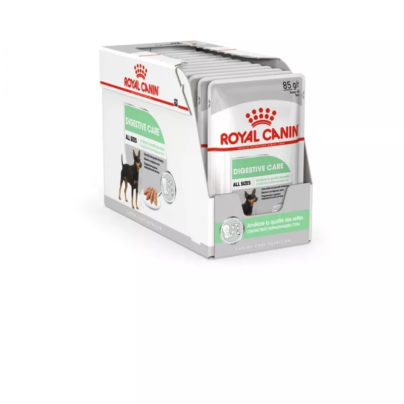 Nassfutter für Hunde Royal Canin Digestive Care Fleisch & Gemüse Portionsbeutel 12 x 85 g – ausgewachsene Hunde, Unterstützung der Verdauung