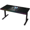 Dual-Motor-Sitz-/Steh-Höhenverstellbarer Gaming-Tisch mit integriertem PC-Gehäuse, kabellosem Ladegerät, RGB-Beleuchtung, Bedienfeld und USB-Anschlüssen, PB-Melamin-Tischplatte, schwarz