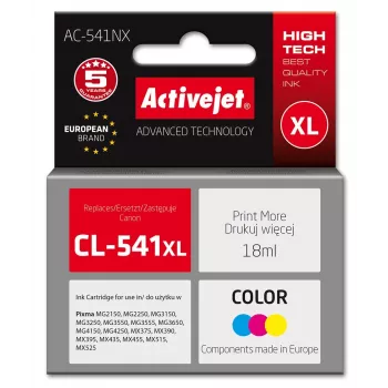 Activejet AC-541NX Tinte für Canon Drucker (Ersatz für Canon CL-541XL) Supreme, 18 ml, Cyan, Gelb, Magenta