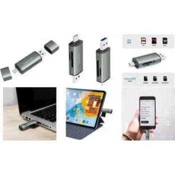 LogiLink CR0043 USB 3.2 Gen 1 SD/microSD Kartenleser, USB-A & USB-C, Aluminium