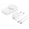 Indoor-Ladegerät Belkin UltraCharge 25W Qi2 3-in-1 Magnetisches Ladegerät EU Weiß Quadratisch