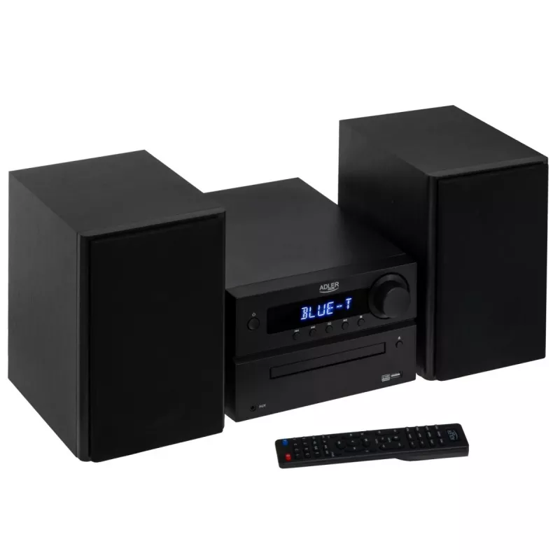 Mini Hi‑Fi Stereo System Adler AD 1917 — Bluetooth V5.3, CD/USB/MP3, 2×25 W RMS, UKW-Tuner, 4‑Band-Equalizer, AUX, Schwarz