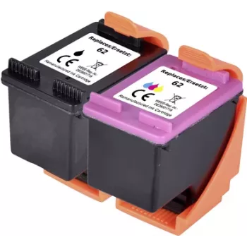 Renkforce Tinten-Kombipack ersetzt HP 62 (N9J71AE) kompatibel Kombipack Schwarz, Cyan, Magenta, Gelb RF-I-HP62BKCMY2PK RF-5705430 (RF-5705430)