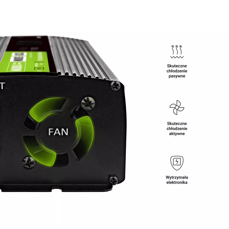 Green Cell Voltage Converter PowerInverter LCD 12 V 500W/1000W Auto-Wechselrichter mit Display – Wechselrichter/Adapter mit reiner Sinuswelle Auto Schwarz