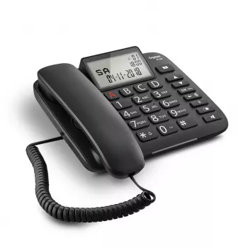 Analoges Telefon Gigaset DL380 mit Anruferkennung, kabelgebundener Hörer, schwarz