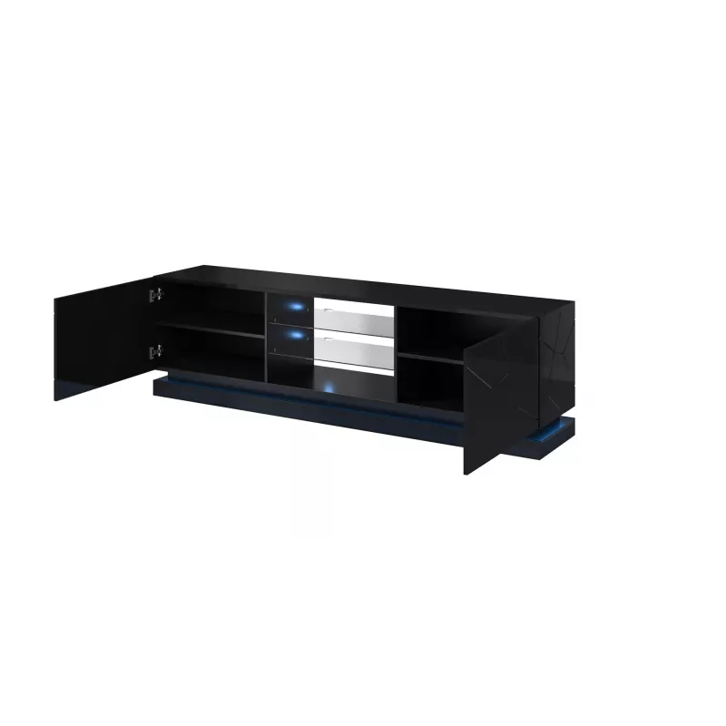 Cama TV-Schrank QIU 200 MDF schwarz glänzend/schwarz glänzend