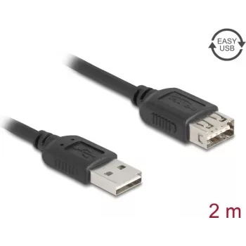 USB A auf USB A Kabel DELOCK 81513 — USB 2.0, 2 m, schwarz, vergoldete Kontakte