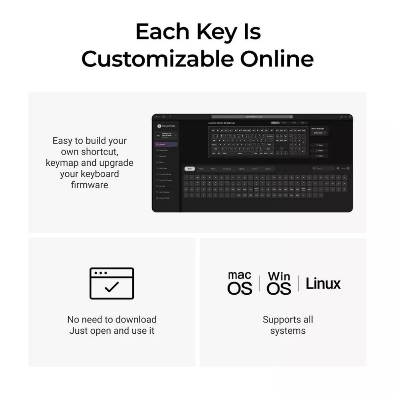 Mechanische Full-Size (100%) Tastatur Keychron V6 Ultra 8K — QWERTY, Bluetooth, RGB-LED, Schwarz