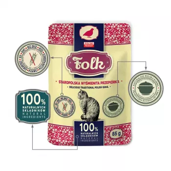 FOLK Delicious traditionelle polnische Wachtel - Nassfutter für Katzen - 85g
